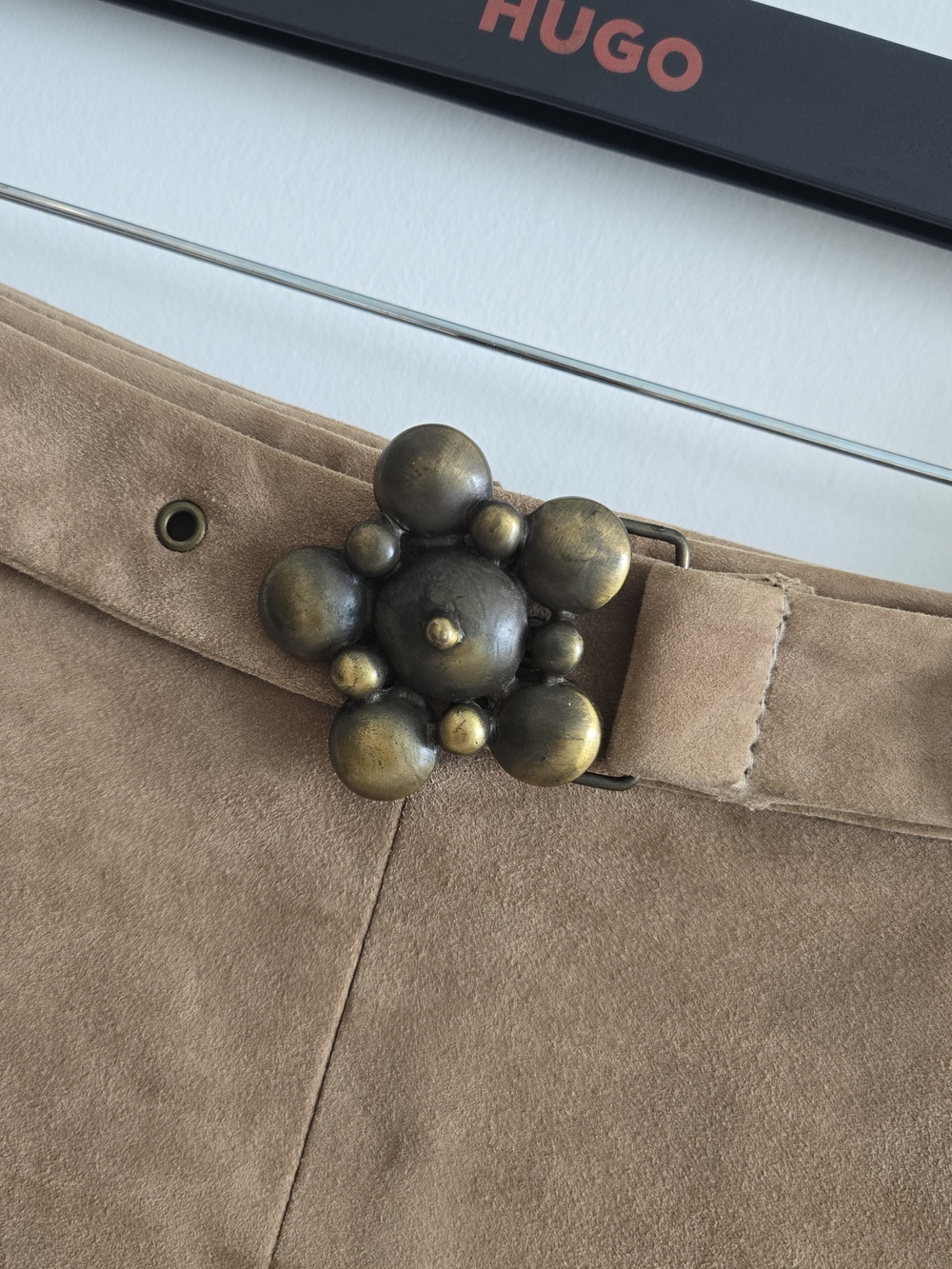 Gryphon New York Suede Skirt in Taupe - Picture 3 of 6